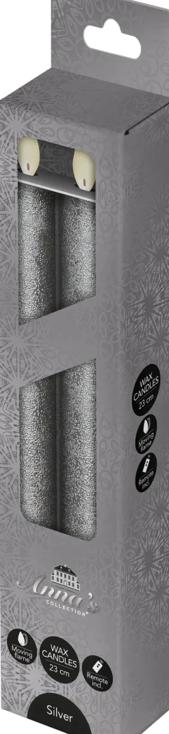 Anna's Collection LED dinerkaars zilver met afstandsbediening D 2,5 H 23 cm 2 stuks