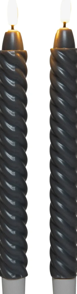 Anna's Collection LED dinerkaars Swirl grijs D 1,5 H 24 cm 2 stuks