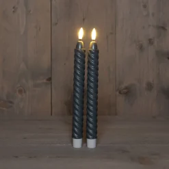 Anna's Collection LED dinerkaars Swirl grijs D 1,5 H 24 cm 2 stuks