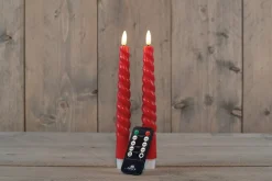 Anna's Collection LED dinerkaars Swirl rood D 2,5 H 23 cm 2 stuks