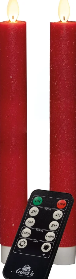 Anna's Collection LED dinerkaars rood D 2,5 H 23 cm 2 stuks