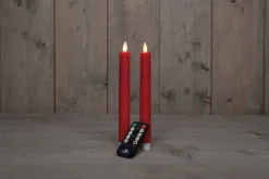 Anna's Collection LED dinerkaars rood D 2,5 H 23 cm 2 stuks