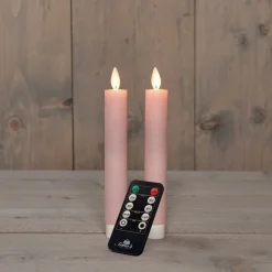 Anna's Collection LED dinerkaars Tara met timer licht roze D 2,2 H 18 cm 2 stuks