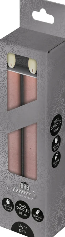 Anna's Collection LED dinerkaars Tara met timer licht roze D 2,2 H 18 cm 2 stuks