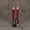 Anna's Collection LED dinerkaars Rustiek met timer bordeaux D 2,1 H 18 cm 2 stuks
