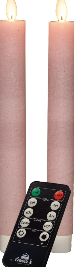 Anna's Collection LED dinerkaars Mino roze D 2 H 23 cm 2 stuks