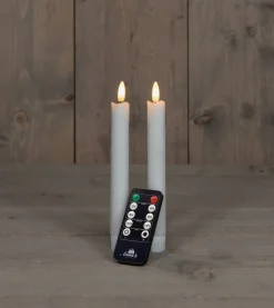 Anna's Collection LED dinerkaars Rustiek met timer wit D 2,1 H 18 cm 2 stuks