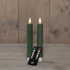 Anna's Collection LED dinerkaars Tara met timer jade groen D 2,2 H 18 cm 2 stuks