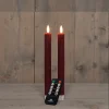 Anna's Collection LED dinerkaars Rib met timer bordeaux D 2,1 H 23 cm 2 stuks