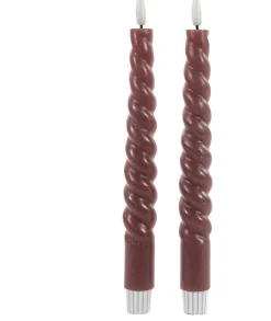 Anna's Collection LED dinerkaars Swirl roze D 2 H 23 cm 2 stuks
