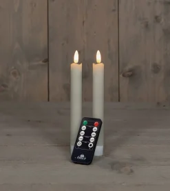 Anna's Collection LED dinerkaars Rustiek met timer ivoor D 2,1 H 18 cm 2 stuks