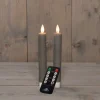Anna's Collection LED dinerkaars Tara met timer taupe D 2,2 H 18 cm 2 stuks