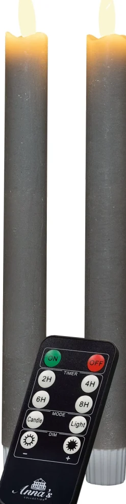 Anna's Collection LED dinerkaars Mino taupe D 2 H 23 cm 2 stuks