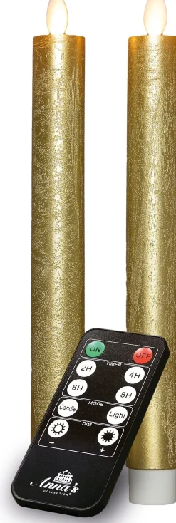 Anna's Collection LED dinerkaars Rustiek goud D 2 H 23 cm 2 stuks
