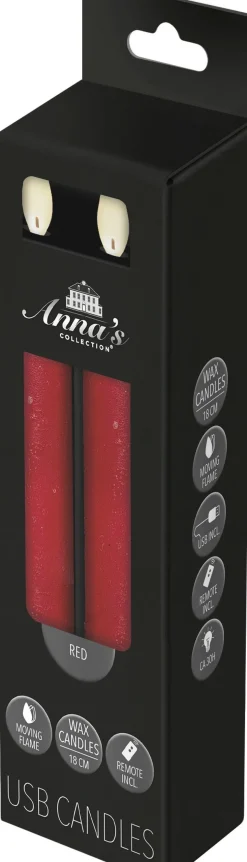 Anna's Collection LED dinerkaars Rustiek rood D 2 H 18 cm 2 stuks
