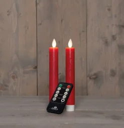 Anna's Collection LED dinerkaars Rustiek rood D 2 H 18 cm 2 stuks
