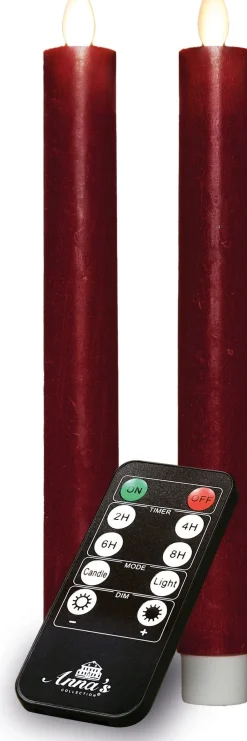 Anna's Collection LED dinerkaars Rustiek bordeaux D 2 H 23 cm 2 stuks