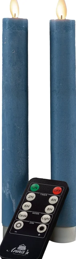 Anna's Collection LED dinerkaars blauw D 2 H 23 cm 2 stuks