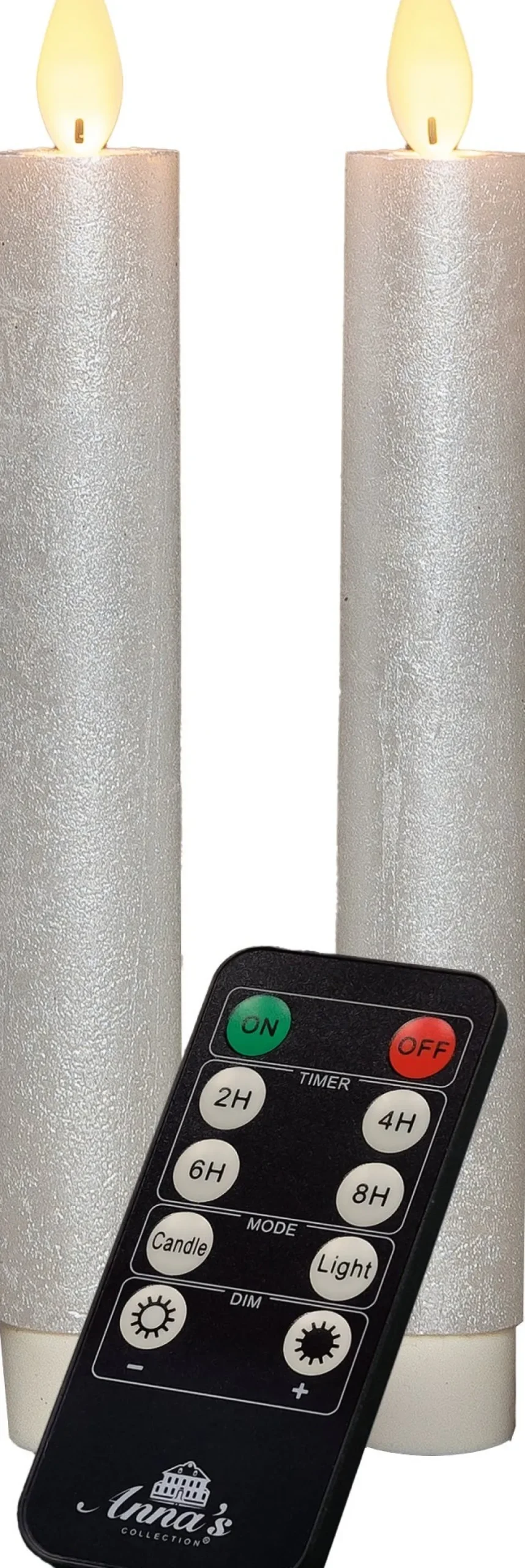 Anna's Collection LED dinerkaars Tara met timer wit D 2,2 H 18 cm 2 stuks
