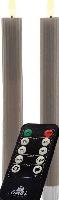 Anna's Collection LED dinerkaars Vito taupe D 2 H 23 cm 2 stuks