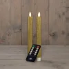 Anna's Collection LED dinerkaars Rib bewegende vlam met timer goud D 2,2 H 23 cm 2 stuks