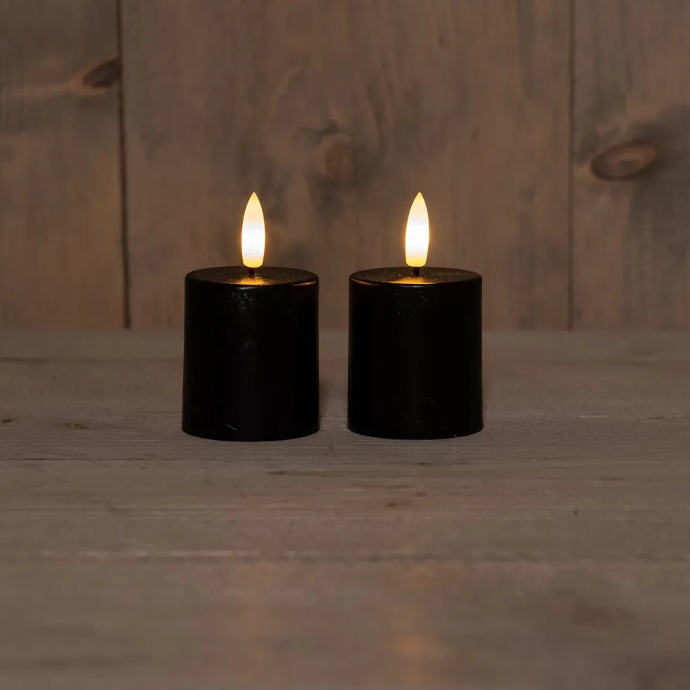 Anna's Collection LED dinerkaars zwart D 2 H 23 cm 2 stuks