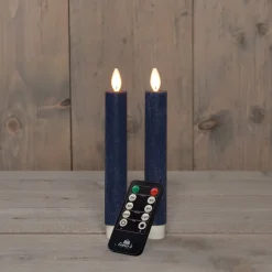 Anna's Collection LED dinerkaars Tara met timer blauw D 2,2 H 18 cm 2 stuks