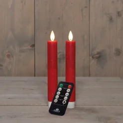 Anna's Collection LED dinerkaars Tara met timer rood D 2,2 H 18 cm 2 stuks