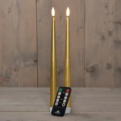 Anna's Collection LED dinerkaars met timer goud D 2,2 H 30 cm 2 stuks