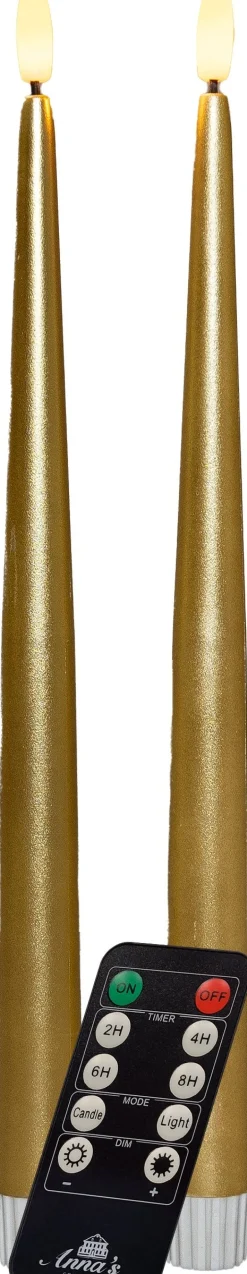 Anna's Collection LED dinerkaars met timer goud D 2,2 H 30 cm 2 stuks