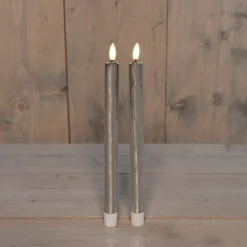 Anna's Collection LED dinerkaars Larni zilver D 2,1 H 25 cm 2 stuks