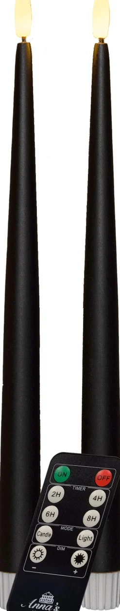 Anna's Collection LED dinerkaars Mino zwart D 3 H 30 cm 2 stuks