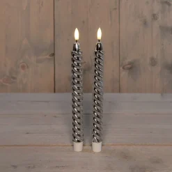 Anna's Collection LED dinerkaars Swirl zilver D 2,1 H 25 cm 2 stuks