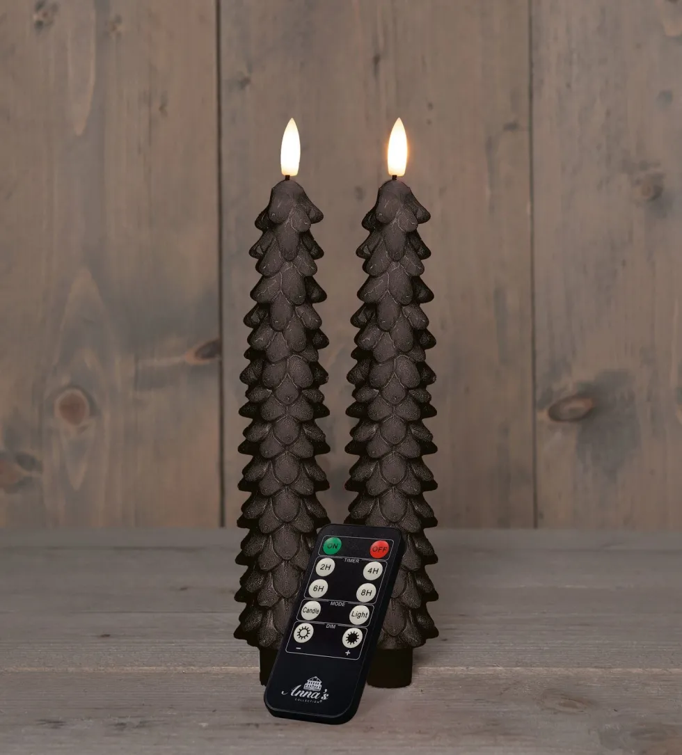 Anna's Collection LED dinerkaars Rambu kerstboom zwart D 2,2 H 23 cm