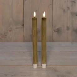 Anna's Collection LED dinerkaars Rib goud D 2,1 H 25 cm 2 stuks