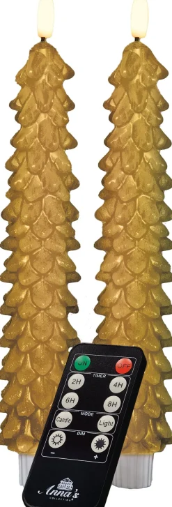 Anna's Collection LED dinerkaars Rambu kerstboom goud D 2,2 H 23 cm