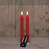 Anna's Collection LED dinerkaars Rib met timer rood D 2,1 H 23 cm 2 stuks