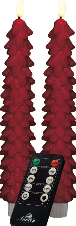 Anna's Collection LED dinerkaars Rambu kerstboom bordeaux D 2,2 H 23 cm