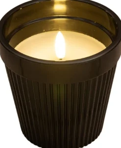 Anna's Collection LED kaars in pot zwart D 11 H 11 cm