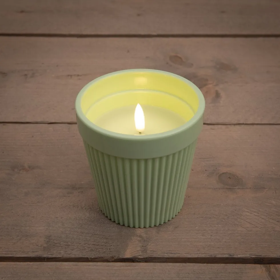 Anna's Collection LED kaars in pot groen D 11 H 11 cm