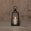 Anna's Collection LED kaars in lantaarn zwart 10 x 10 x 20,5 cm