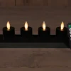 Anna's Collection LED startset waxinelicht met oplaadstation zwart D 3,8 H 6 cm 4 stuks