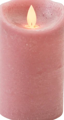 Anna's Collection LED stompkaars Rustiek oud roze D 7,5 H 12,5 cm