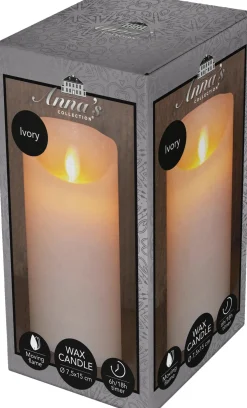 Anna's Collection LED stompkaars met timer Rustiek ivoor D 7,5 H 15 cm