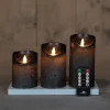 Anna's Collection LED stompkaars oplaadbaar antraciet met afstandsbediening D 11 H 19,5 cm 3 stuks