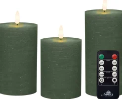 Anna's Collection LED stompkaars Majon groen D 7,5 H 10 / 12, 5 / 15 cm 3 stuks