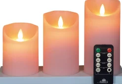 Anna's Collection LED stompkaars oplaadbaar roze met afstandsbediening D 11 H 19,5 cm 3 stuks
