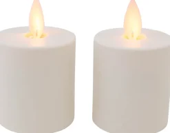 Anna's Collection LED stompkaars met timer crème D 4,5 H 8 cm 2 stuks