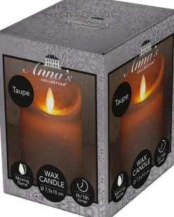 Anna's Collection LED stompkaars Rustiek taupe D 7,5 H 10 cm