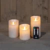 Anna's Collection LED stompkaars Rustiek parel D 7,5 H 10 / 12,5 / 15 cm 3 stuks
